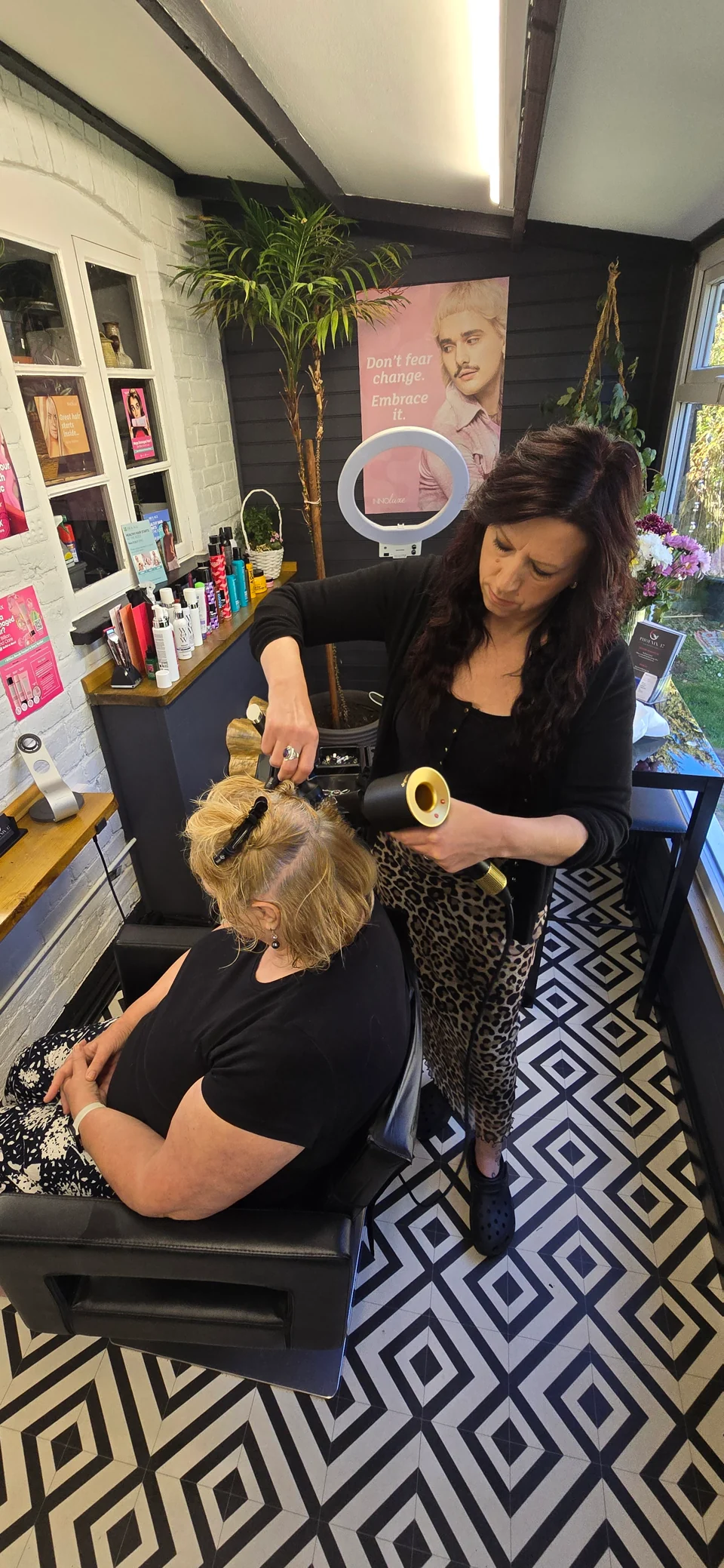Me working on a client’s hair in my Phoenix 47 salon